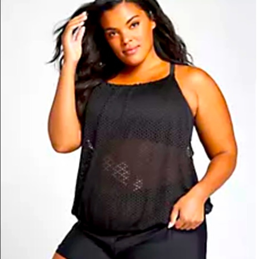 Blouson Swim Crochet Tankini Top